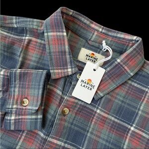 Marine Layer Selvage Shirt Button Up Long Sleeve Plaid Size Small $128